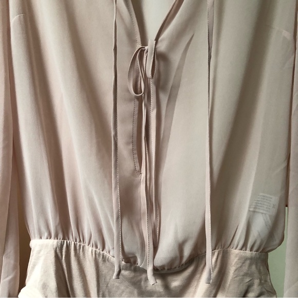 Forever 21 contemporary self tie bodysuit sheer blouse 🪷 blush pink 🪷 Large 🪷 - Picture 8 of 9